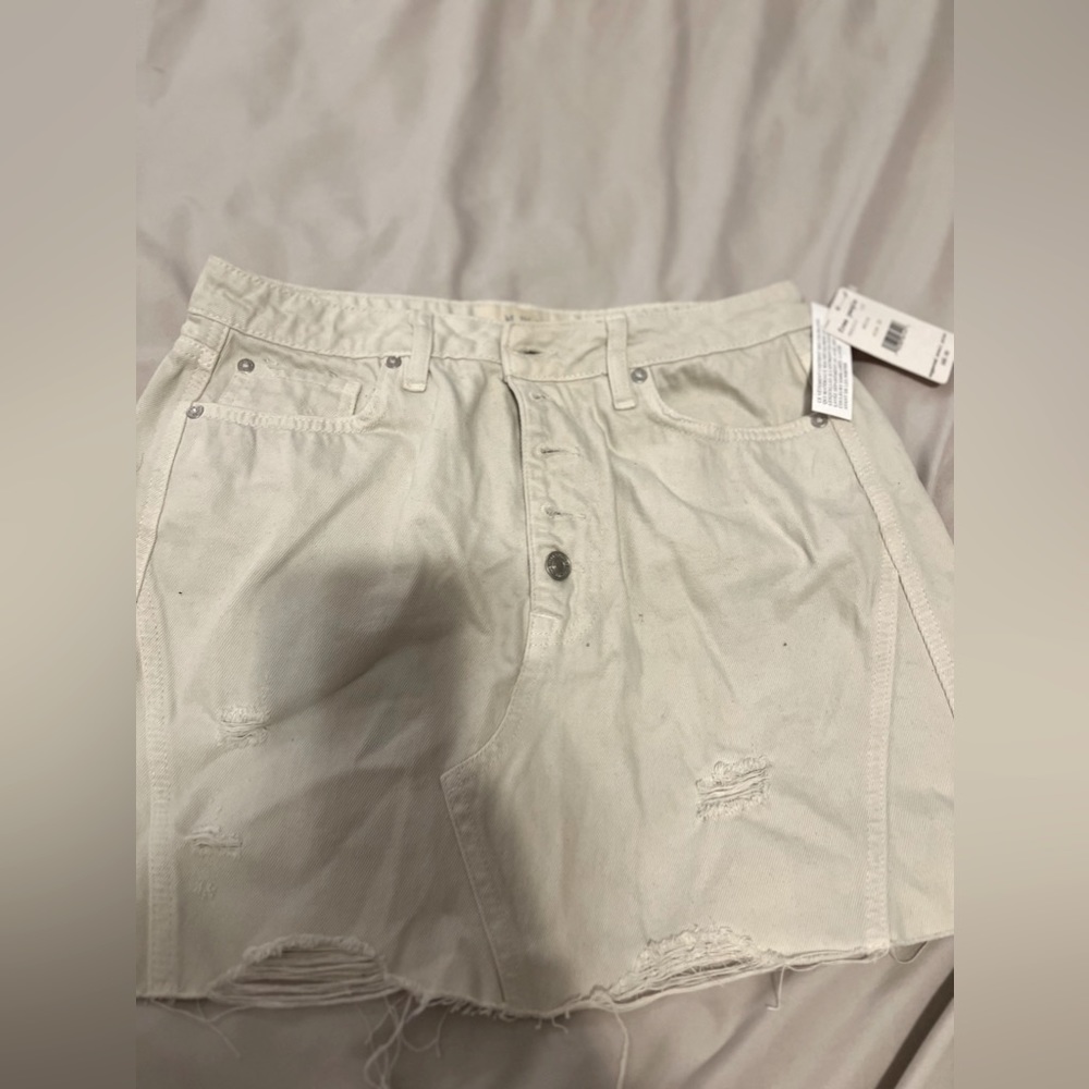 Free People cream denim skirt